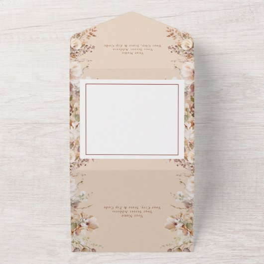 Rustic Boho Garden Blume Hochzeit All In One Einladung (Außenbereich)