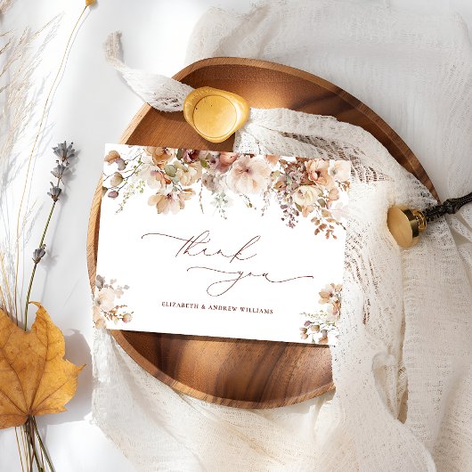 Rustic Boho Garden Blume Hochzeit Dankeskarte
