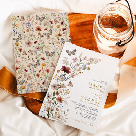 Rustic Boho Garden Blume Hochzeit Einladung