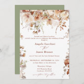 Rustic Boho Garden Blume Hochzeit QR Code Invita Einladung (Vorne/Hinten)