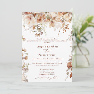 Rustic Boho Garden Blume Hochzeit QR Code Invita Einladung