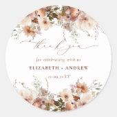 Rustic Boho Garden Blume Hochzeit Runder Aufkleber (Vorderseite)