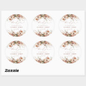 Rustic Boho Garden Blume Hochzeit Runder Aufkleber (Blatt)