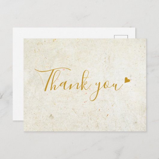 Rustic Boho Gold Herzensskript Vielen Dank Postkarte (Vorne/Hinten)