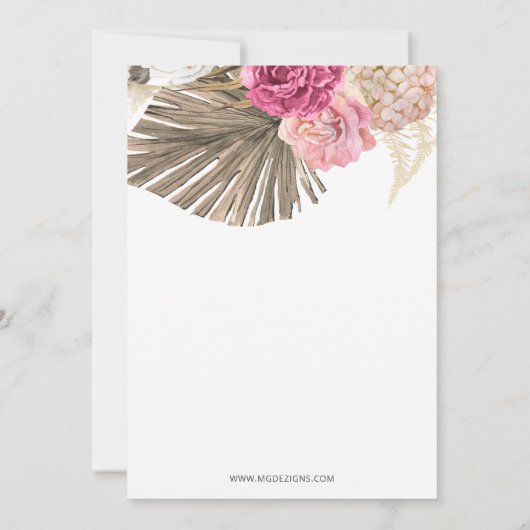 Rustic Boho Gold Pampas QUINCEANERA Einladung (Rückseite)