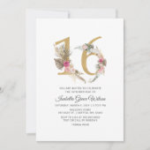 Rustic Boho Gold Pampas Sweet 16 Geburtstag Einladung (Vorderseite)