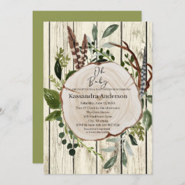 Rustic Boho Greenery Baby Shower Einladung