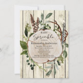 Rustic Boho Greenery Baby Sprinkle Einladung (Vorderseite)
