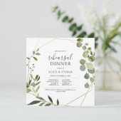 Rustic Boho Greenery Calligraphy Probe Dinner Einladung (Stehend Vorderseite)
