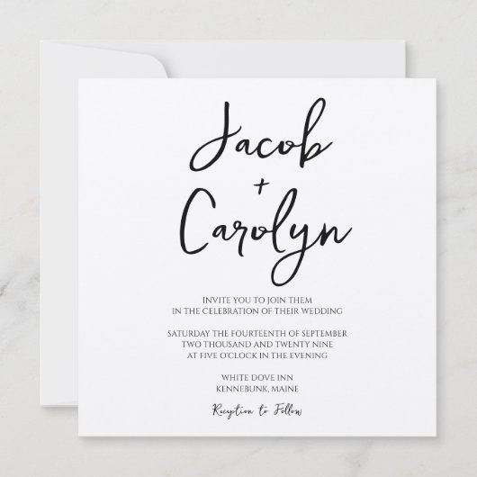 Rustic Boho Handwriting Schriftart Square Wedding Einladung (Vorderseite)