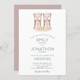 Rustic Boho Happy Couple Organza Stühle Hochzeit Einladung