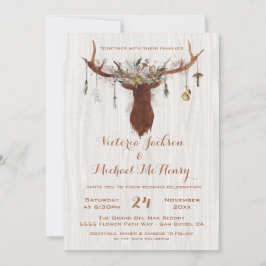 Rustic Boho Hochzeit Einladung mit Hirschliebhaber