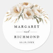 Rustic Boho Ivory Floral Wedding Runder Aufkleber (Vorderseite)