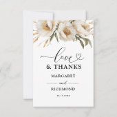 Rustic Boho Ivory Floral Wedding Vielen Dank Dankeskarte (Vorderseite)