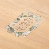 Rustic Boho Ivory Roses Sage Green Leaves Wedding Acryleinladungen (Ablage )