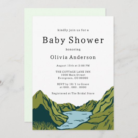 Rustic Boho Landscape Babydusche Einladung (Vorne/Hinten)