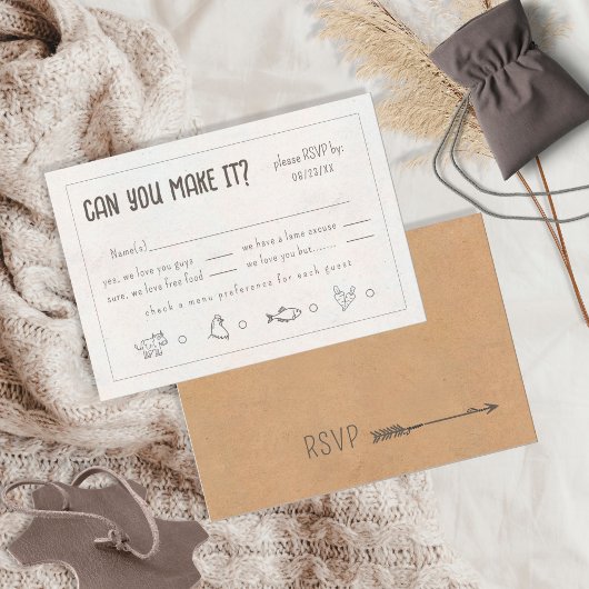 Rustic Boho Lässig Funny Wedding ID109 RSVP Karte
