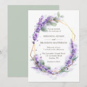 Rustic Boho Lavender Floral Elegante Hochzeit Einladung (Vorne/Hinten)