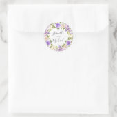 Rustic Boho Lila Floral Monogram Wedding Runder Aufkleber (Tasche)