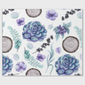 Rustic Boho Lila Floral & Wood Baby Dusche Geschenkpapier (Flach)