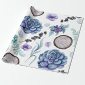 Rustic Boho Lila Floral & Wood Baby Dusche Geschenkpapier (Ungerollt)