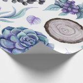 Rustic Boho Lila Floral & Wood Baby Dusche Geschenkpapier (Ecke)