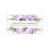 Rustic Boho Lila Rose Blumenadresse Adressaufkleber (Vorne)