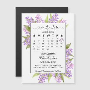 Rustic Boho Lilacs Calendar Speichern Sie das Datu Magnetkarte
