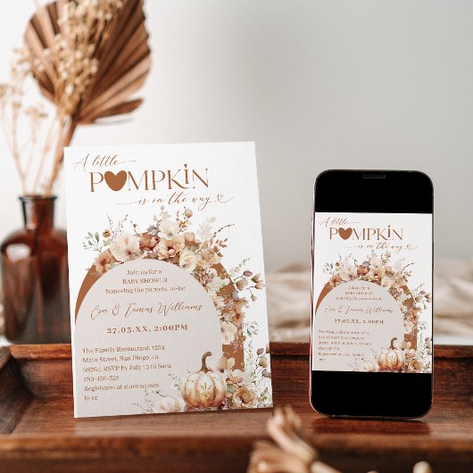 Rustic Boho Little Pumpkin Fall Baby Dusche Einladung