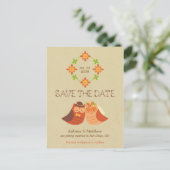 Rustic Boho Lovebird Owl Couple Wedding Ankündigungspostkarte (Stehend Vorderseite)