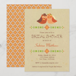 Rustic Boho Lovebird Owl Couple Wedding Einladung