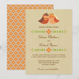 Rustic Boho Lovebird Owl Couple Wedding Einladung