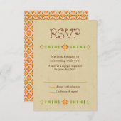 Rustic Boho Lovebird Owl Couple Wedding RSVP Karte (Vorne/Hinten)