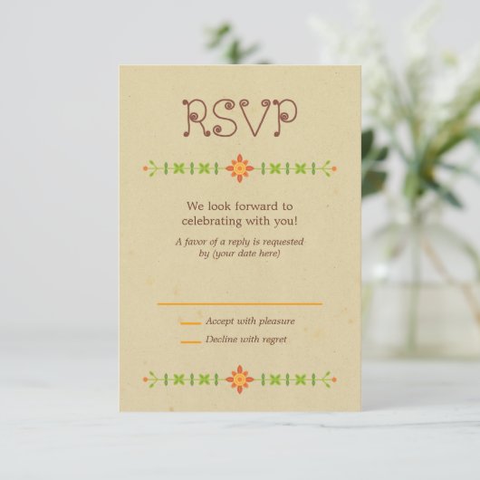 Rustic Boho Lovebird Owl Couple Wedding RSVP Karte (Stehend Vorderseite)