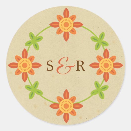 Rustic Boho Lovebird Owl Couple Wedding Runder Aufkleber (Vorderseite)