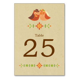 Rustic Boho Lovebird Owl Couple Wedding Tischnummer