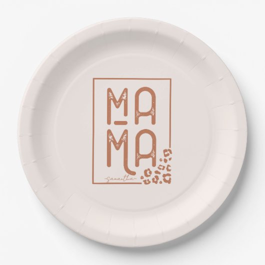 Rustic Boho Mama Pappteller (Vorderseite)