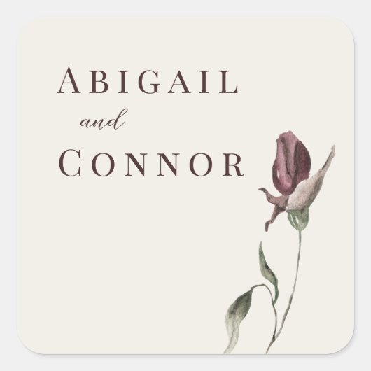 Rustic Boho Marsala Cream Floral Quadratischer Aufkleber (Vorderseite)