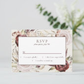 Rustic Boho Marsala Cream Floral RSVP Karte (Stehend Vorderseite)