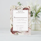 Rustic Boho Marsala Cream Floral RSVP Karte (Stehend Vorderseite)