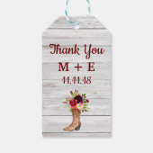 Rustic Boho Marsala Floral Wood Vielen Dank Geschenkanhänger (Rückseite)