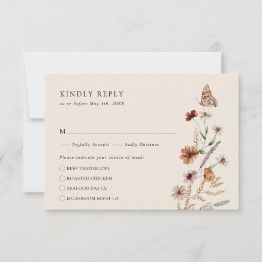 Rustic Boho Meal RSVP Card Karte (Vorderseite)