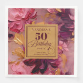 Rustic Boho Merlot Blush Gold 50. Geburtstag Napki Serviette (Vorderseite)