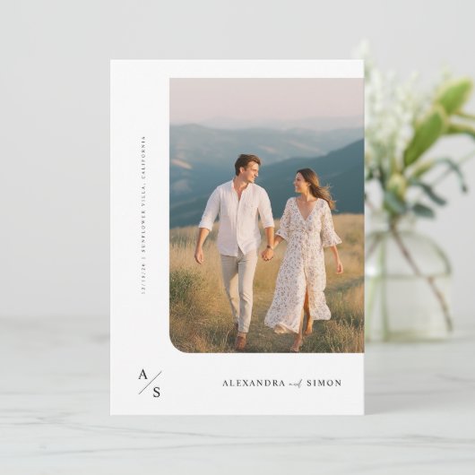 Rustic Boho Minimalistisch Wedding Einladung (Stehend Vorderseite)