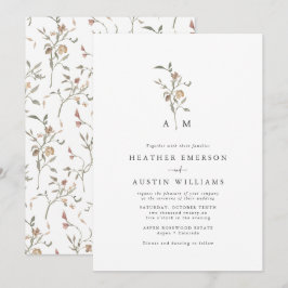 Rustic Boho Monogram Wedding Einladung