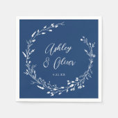 Rustic Boho Navy Blue Wildblume Floral Wedding Serviette (Vorderseite)