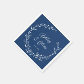 Rustic Boho Navy Blue Wildblume Floral Wedding Serviette (Ecke)
