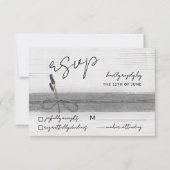 Rustic Boho Öko Imitats Burlap Wood Lavender Weddi RSVP Karte (Vorderseite)