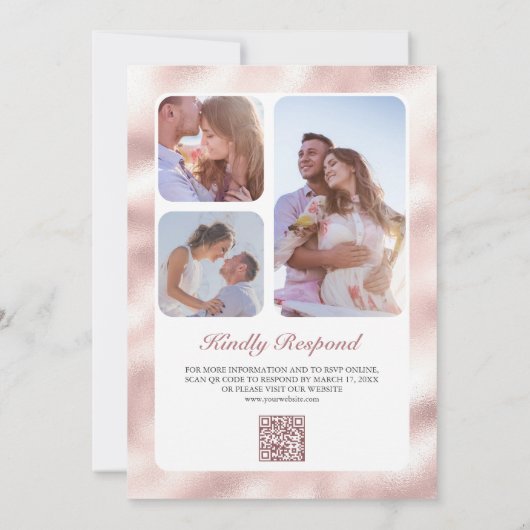 Rustic Boho Palm Dusty Pink Roses QR Code Hochzeit Einladung (Rückseite)