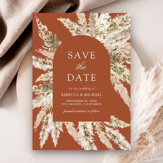 Rustic Boho Pampas Arch Save The Date